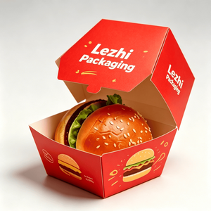 Boîtes à frites en papier recyclé imprimées sur mesure, emballages pour hamburgers de restauration <span class=keywords><strong>rapide</strong></span>, boîtes à hamburgers jetables pliables - Product Image 5