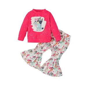 Newborn Baby Cute Animal Printed Autumn New Boys Girls Long Sleeve Top + Flared Pants Set