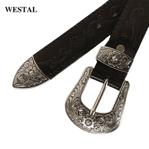 <span class=keywords><strong>Ceinture</strong></span> de créateur pour homme et <span class=keywords><strong>femme</strong></span>, en cuir véritable, de <span class=keywords><strong>marque</strong></span> célèbre, avec gravure florale occidentale en relief - Product Image 3