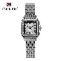 Montre pour femme BELBI de luxe, élégante, carrée, avec chiffres romains, cadran Shanghai, lunette rainurée, bracelet en alliage massif