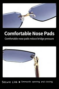 Lunettes de soleil de mode en gros, lunettes de soleil <span class=keywords><strong>fantaisie</strong></span> de créateur, sans monture, en métal, vision nocturne, verres taillés en diamant, UV400, pour unisexe, femmes et hommes - Product Image 4