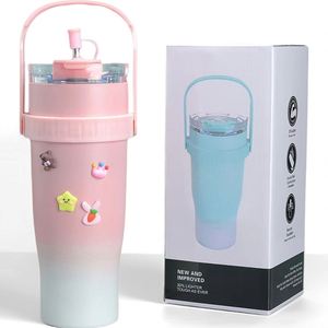 Custom <b>Coffee</b> Cup Stainless Steel Wide Mouth Sport Tumbler 40Oz Engraved Mug Water Bottle With Handle and Straw Lid - Product Image 5
