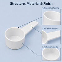 Cuillère doseuse personnalisée Hoersun en PLA, qualité alimentaire, biodégradable, 30 ml, 40 ml, 50 ml, gobelet doseur pour poudre, fabricant en gros de produits en plastique