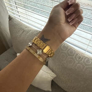 Thép không gỉ 18K mạ vàng <span class=keywords><strong>Clover</strong></span> Vòng đeo tay Vàng May Mắn Vòng đeo tay Hoa Bốn Lá Bangle Vòng tay trang sức quà tặng cho phụ nữ - Product Image 6