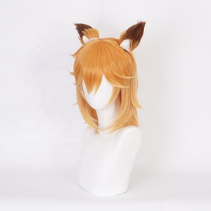 Perruque synthétique de <span class=keywords><strong>cosplay</strong></span> d'anime Senko <span class=keywords><strong>San</strong></span> Senko avec oreilles, courte de 35 cm, orange mélangée, en gros - Product Image 3