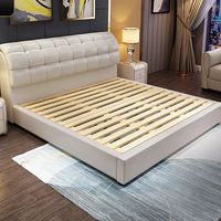 Lit double Furnistyle de 1,8 m en cuir PU, style moderne et luxueux, réglable en hauteur, en bois de haute qualité pour chambre à coucher