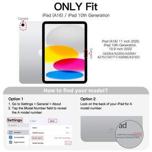 Tablet kapakları ve kılıfları için <span class=keywords><strong>iPad</strong></span> (A16) 11th Gen/<span class=keywords><strong>iPad</strong></span> 10th nesil kalemlik standı akıllı kapak yumuşak TPU geri, otomatik uyandırma/uyku - Product Image 2