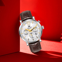 Nouvelle montre à quartz unisexe vintage en cuir avec cadran analogique, cristal saphir, étanche 3ATM, chronographe lumineux, acier inoxydable