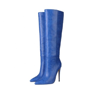 Autumn Daily Solid Plus Size 45 Thin <b>Heel</b> Fashion Smooth Women Knee High Boots Slip-on Pointed Toe Dating Long for Ladies - Product Image 3
