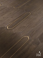 Parquet géométrique en chêne contrecollé avec incrustation en laiton / motif chevron, épaisseur 4 mm, installation flottante, pour villa