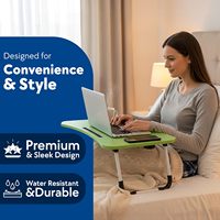 Bureau portable pliable pour ordinateur portable avec fente pour cartes et porte-gobelet pour la maison, le bureau ou la chambre d'étudiant, design simple en bois