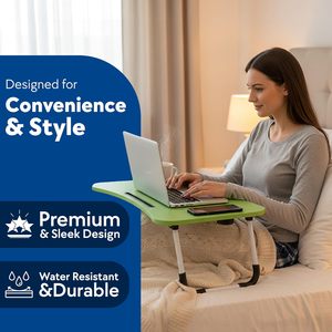 Portable <b>Foldable</b> Laptop <b>Desk</b> with Card Slot & Cup Holder for Home <b>Office</b> or Student Dormitory Simple Wooden Design - Product Image 3