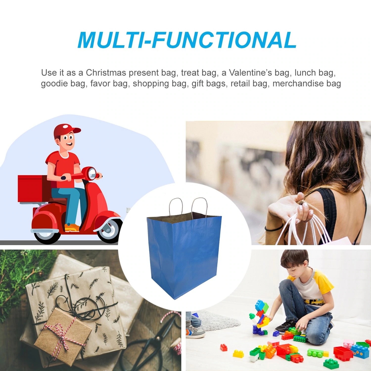 Navy Paper Bags with Twisted Handles 14x10<i></i>x15.75 inches