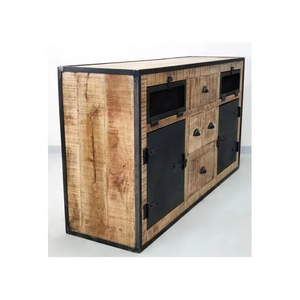 Premium Hardwood Dining Room Storage Console Featuring Artistic Wood Carving And Multiple Cabinets For Stylish Home - Product Image 5