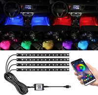 Lampes LED d'ambiance pour l'espace entre les pieds de la voiture, synchronisation musicale RGB, lampe d'atmosphère, plug and play, éclairage intérieur sous le siège de la voiture, application Bluetooth, lumière décorative