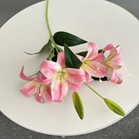 Flor Artificial de Lirio de Doble Pétalo Impresa en 3D, 4 Flores y 2 Capullos en Tonos Primaverales, en Stock para Decoración de Bodas y Hogar