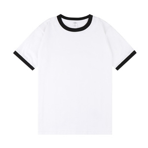 Logotipo personalizado 250g DGT Serigrafía Suave Manga corta Cuello Contraste Color Camisetas de gran tamaño para hombres - Product Image 3