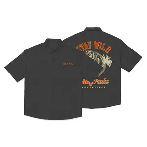2024 Wholesale Of Shirts Summer Men's Design Sense American Full Print Casual Cuban Neck Short Sleeve Casual Shirts
