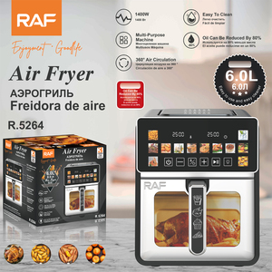 <span class=keywords><strong>Friteuse</strong></span> à air numérique RAF R5264 6L avec une puissance de 1400W, circulation d'air à 360 degrés, cuisson à faible teneur en <span class=keywords><strong>huile</strong></span>, commande tactile - Product Image 2