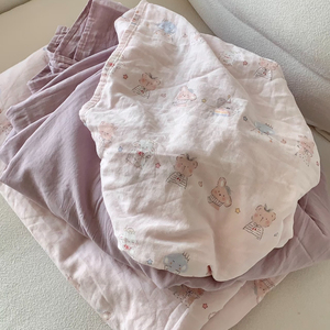 100% Cotton <b>Double</b> Layer Yarn Four-Piece Set Pure Cotton Class A Breathable Duvet Cover And <b>Sheet</b> <b>For</b> Mothers And Babies Summer - Product Image 5