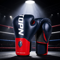 Gants de boxe personnalisés TOPN avec logo, pour adultes et jeunes, équipement d'entraînement de kickboxing et de Sanda, en cuir microfibre, fermeture réglable avec boucle de poignet