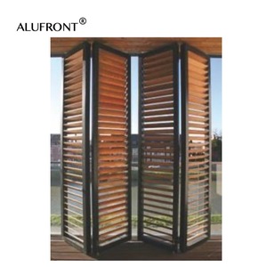 Puerta de persiana de patio corredera de aluminio Guangzhou, puerta de persiana fija de estilo europeo, vidrio aislante de alta calidad a prueba de agua - Product Image 2