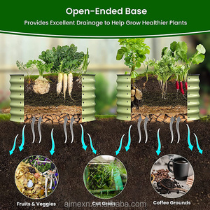 Factory Price 17" High 4N1 Raised Garden Bed Galvanized Beds Outdoor <b>for</b> Vegetables Flowers <b>Herbs</b> - Product Image 6