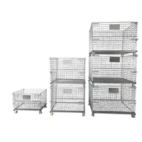 Kontainer Kawat Jaring Besar untuk Transportasi, Forklift, Penyimpanan Makanan, Portabel, Dapat Dilipat, Baja Dilas, Galvanis Seng, 500kg, Dapat Disusun