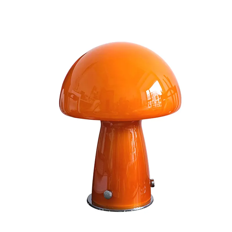Luxury home decoration glass mushroom table lamp living room bedroom art Orange bedside desk lamp
