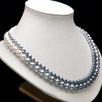 Collier de perles dégradées multicouche personnalisé fait main pour femme, imitation perle géométrique, collection Shi Family Niche