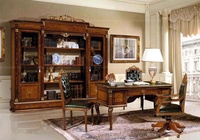 Meilleures ventes Bureau de direction de luxe antique et chaise en cuir brun