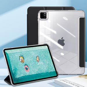 Funda magnética de cuero transparente para tableta para el nuevo <span class=keywords><strong>Ipad</strong></span> <span class=keywords><strong>Air</strong></span> 11 que ofrece un soporte triple y capacidades automáticas de sueño/vigilia - Product Image 1