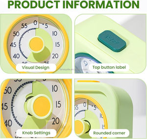 Temporizador Visual para Niños con Reloj, Temporizador <span class=keywords><strong>Pomodoro</strong></span> de 60 Minutos con Alarma, Herramienta de Gestión del Tiempo Silenciosa con Luz Nocturna - Product Image 2