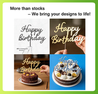 Ins Style Acryl Happy Birthday Kuchen Karte mit Wellen blumen Metall Textur farbig bedruckte Party zubehör für Kuchen Dekorieren