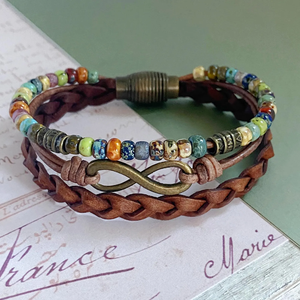 Braided Leather <b>Bracelet</b> Picasso <b>Beads</b> Boho Wrap HR Brand Retro Leather And <b>Beads</b> <b>Bracelet</b> Men's and women's bangles - Product Image 1