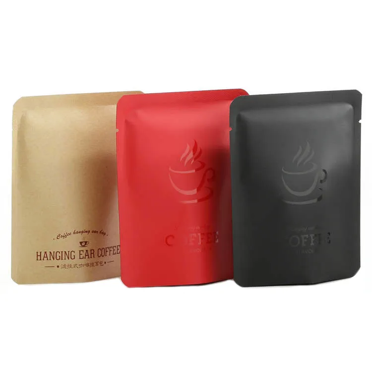 Easy to tear drip coffee bag with multiple colors Flat pouch with tear notch