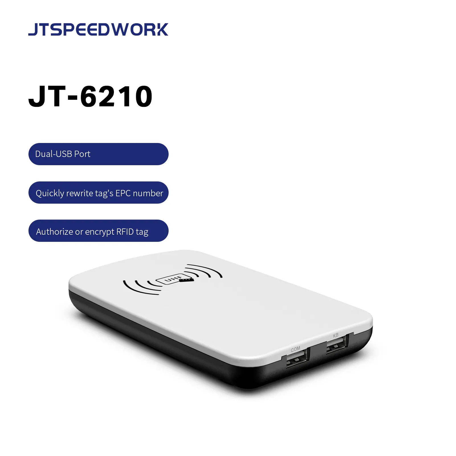 เครื่องอ่าน RFID JT-6210ฟรี SDK UHF เครื่องอ่าน/เครื่องเขียนตั้งโต๊ะ ISO18000-6C