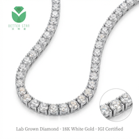 Collier tennis en diamant de laboratoire certifié IGI, or blanc 18 carats, taille brillant rond, pour anniversaire de mariage