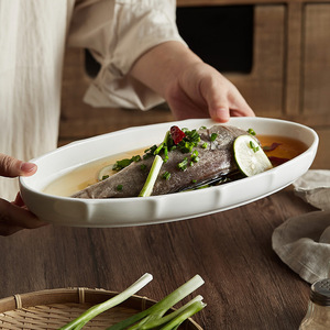 Factory Direct Wholesale <b>Ceramic</b> Oval Bread <b>Plate</b>,restaurant Porcelain Rectangle Matte Black Dinner Fish <b>Plates</b> - Product Image 3