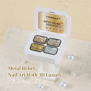 Paleta de Gel Vinimay de Alta Calidad, Sin Necesidad de Limpiar, con <span class=keywords><strong>Relieve</strong></span> Metálico, 4 Colores, Gel Profesional para Pintura 3D, Moldeado, Polvo Brillante, Gel Cremoso - Product Image 1