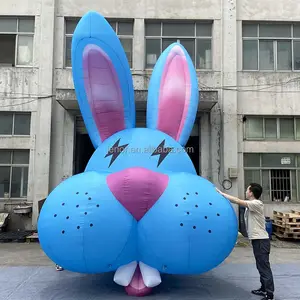 Cartone animato gonfiabile blu gigante del pallone della testa del coniglio del coniglietto per la decorazione di pasqua