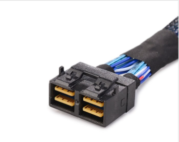 HONPNK High-Speed Data Transfer SFF-8643 8i to 2SFF-8643 4i (Curved) Mini SAS Cable for SAS/RAID Controllers Backplanes