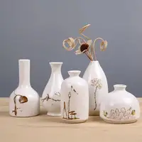 Geometrica vaso di design per la casa della decorazione del fiore a buon mercato all'ingrosso cinese unico piccolo porcellana bianca vaso di decorazione set