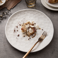 Assiette Plate en Grès Céramique Mat, Durable, Style Nordique Rustique, Effet Moucheté, Idéale pour Restauration Professionnelle et Traiteur