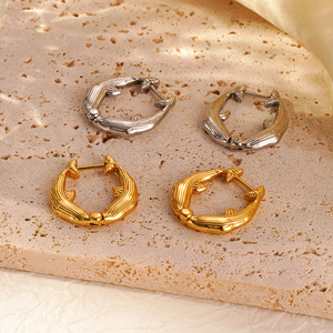 Bijoux de luxe, plaqué or 18 carats, acier inoxydable, géométrique irrégulier, tendance minimaliste, boucles d'oreilles créoles pour femmes - Product Image 6