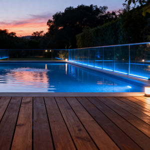 Projet <span class=keywords><strong>de</strong></span> villa en <span class=keywords><strong>bord</strong></span> <span class=keywords><strong>de</strong></span> <span class=keywords><strong>mer</strong></span>, garde-corps en verre avec <span class=keywords><strong>éclairage</strong></span> LED, balcon, patio, toit, terrasse <span class=keywords><strong>de</strong></span> piscine, balustrade en aluminium, canal en U, main courante LED - Product Image 1