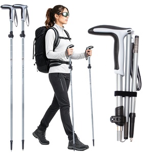 Bâtons <span class=keywords><strong>de</strong></span> randonnée en <span class=keywords><strong>fibre</strong></span> <span class=keywords><strong>de</strong></span> <span class=keywords><strong>carbone</strong></span> ultra-légers OKHEALING, vente en gros d'usine, 228g, 5 sections pliables, logo personnalisé - Product Image 1
