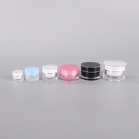 Pot à crème vide en acrylique à double paroi 5g 15g 30g 50g avec couvercle à vis transparent et anneau argenté pour échantillon de crème contour des yeux, cosmétique de voyage, vente en gros