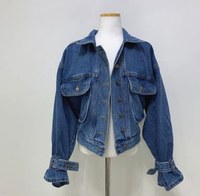 Nouvelle veste en jean courte boutonnée délavée pour femme, style streetwear moto décontracté, collection automne-hiver