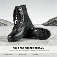 Bottes tactiques en cuir véritable avec semelle extérieure en caoutchouc et doublure en mesh